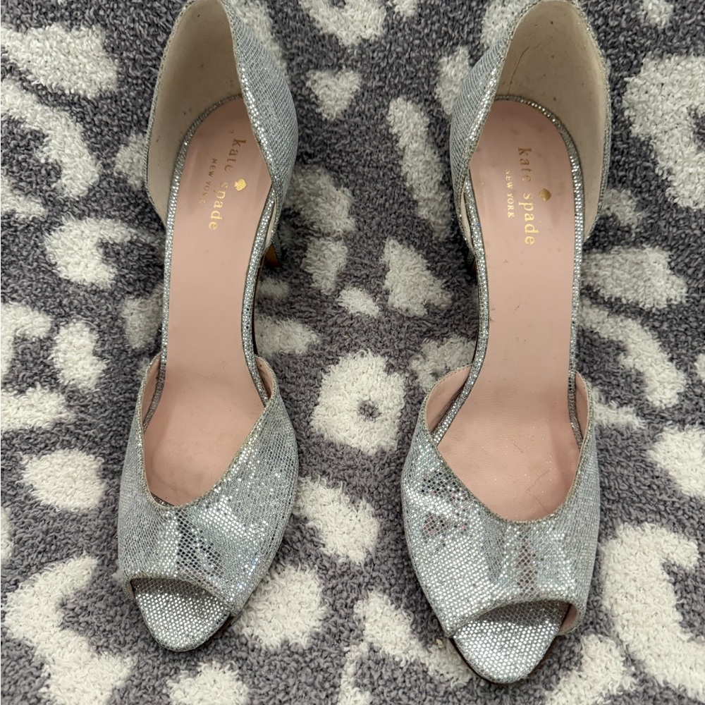 Kate Spade Silver Peep Toe Heels